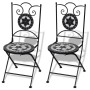 Set mesa y sillas jardín 3 pzas baldosa cerámica blanco y negro