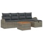 Conjunto de sofá de jardín con cojín 6 pcs Gris Poliratán