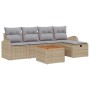 Conjunto de sofá de jardín con cojín 6 pcs Beige Poliratán