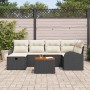 Conjunto de sofá de jardín con cojín 7 pcs Negro Poliratán