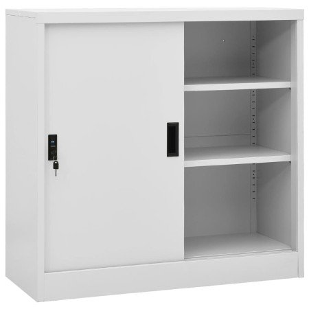 Armario de oficina puerta corredera acero gris claro 90x40x90cm en Taquillas y armarios de almacenamiento | Comprar online en Fo