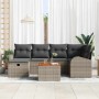 Conjunto de sofá de jardín con cojín 7 pcs Gris Poliratán