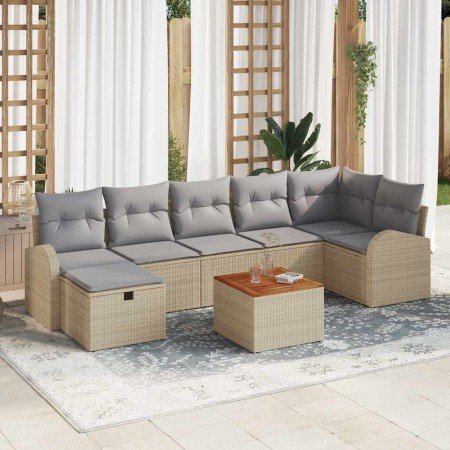 Conjunto de sofá de jardín con cojín 8 pcs Beige Poliratán en Conjuntos de jardín | Comprar online en Foro24
