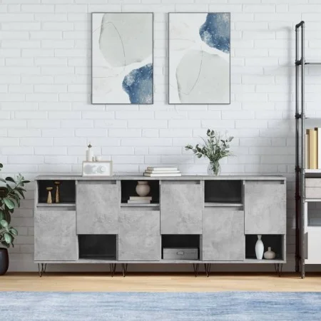 Sideboards 3 units concrete gray plywood by vidaXL, Sideboards - Ref: Foro24-3190153, Price: 171,22 €, Discount: %