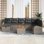 Conjunto de sofá de jardín con cojín 9 pcs Gris Poliratán