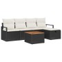Conjunto de sofá de jardín con cojín 6 pcs Negro Poliratán