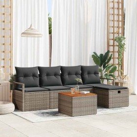 Conjunto de sofá de jardín con cojín 6 pcs Gris Poliratán en Conjuntos de jardín | Comprar online en Foro24