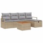 Conjunto de sofá de jardín con cojín 6 pcs Beige Poliratán