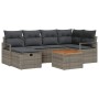 Conjunto de sofá de jardín con cojín 7 pcs Gris Poliratán