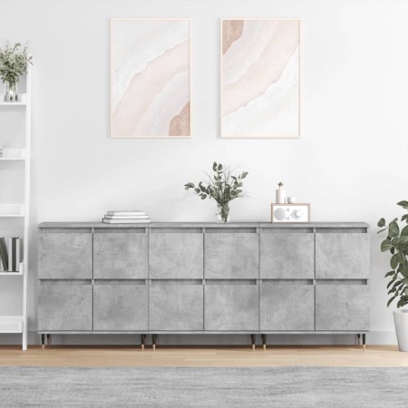 Sideboards 3 Einheiten betongraues Sperrholz von vidaXL, Sideboards - Ref: Foro24-3190193, Preis: 192,87 €, Rabatt: %