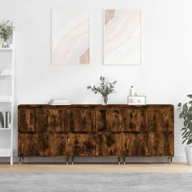 Aparadores 3 uds madera contrachapada roble ahumado de vidaXL, Aparadores - Ref: Foro24-3190194, Precio: 185,46 €, Descuento: %