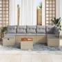 Conjunto de sofá de jardín con cojín 8 pcs Beige Poliratán