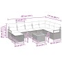 Conjunto de sofá de jardín con cojín 9 pcs Negro Poliratán