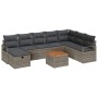 Conjunto de sofá de jardín con cojín 9 pcs Gris Poliratán