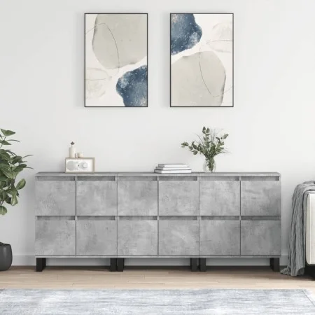 Aparadores 3 uds madera contrachapada gris hormigón by vidaXL, Sideboards - Ref: Foro24-3190209, Price: 232,20 €, Discount: %