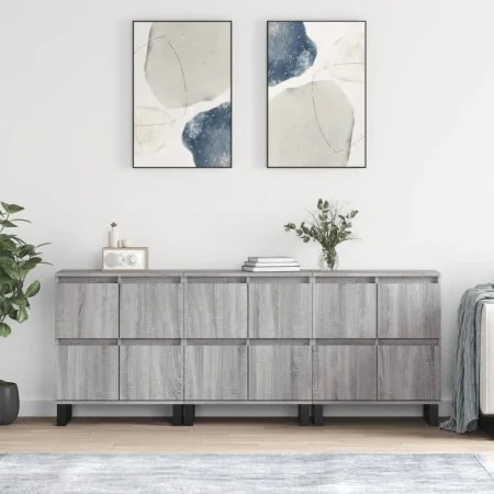 3 Stück Sideboards Sperrholz Sonoma grau von vidaXL, Sideboards - Ref: Foro24-3190211, Preis: 224,84 €, Rabatt: %