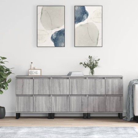 Aparadores 3 uds madera contrachapada gris Sonoma de vidaXL, Aparadores - Ref: Foro24-3190211, Precio: 234,61 €, Descuento: %