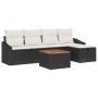 Conjunto de sofá de jardín con cojín 6 pcs Negro Poliratán