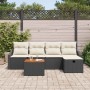Conjunto de sofá de jardín con cojín 6 pcs Negro Poliratán