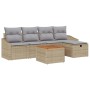 Conjunto de sofá de jardín con cojín 6 pcs Beige Poliratán