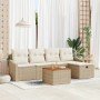 Conjunto de sofá de jardín con cojín 6 pcs Beige Poliratán