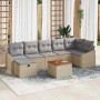 Conjunto de sofá de jardín con cojín 8 pcs Beige Poliratán