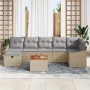 Conjunto de sofá de jardín con cojín 8 pcs Beige Poliratán