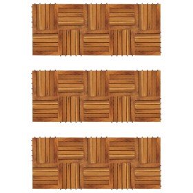 Baldosas de porche patrón vertical 30 piezas acacia 30x30 cm