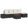 Conjunto de sofá de jardín con cojín 6 pcs Negro Poliratán