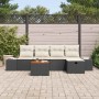 Conjunto de sofá de jardín con cojín 6 pcs Negro Poliratán