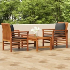 3-piece garden furniture set with acacia wood cushions by vidaXL, Garden sets - Ref: Foro24-3120462, Price: 299,27 €, Discoun...