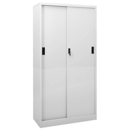 Armario oficina puerta corredera acero gris claro 90x40x180 cm en Taquillas y armarios de almacenamiento | Comprar online en For