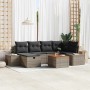 Conjunto de sofá de jardín con cojín 7 pcs Gris Poliratán
