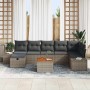 Conjunto de sofá de jardín con cojín 8 pcs Gris Poliratán