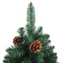 Árbol de Navidad estrecho madera real y piñas PVC verde 180 cm