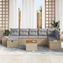 Conjunto de sofá de jardín con cojín 8 pcs Beige Poliratán