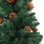 Árbol de Navidad estrecho madera real y piñas PVC verde 180 cm