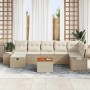 Conjunto de sofá de jardín con cojín 8 pcs Beige Poliratán