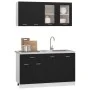 Küchenmöbelset 4-teilig aus schwarzem Holzwerkstoff von vidaXL, Küchenschränke - Ref: Foro24-3067656, Preis: 258,79 €, Rabatt: %