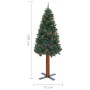 Árbol de Navidad estrecho madera real y piñas PVC verde 180 cm