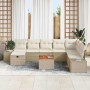 Conjunto de sofá de jardín con cojín 9 pcs Beige Poliratán