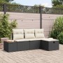 Conjunto de sofá de jardín con cojín 4 pcs Negro Poliratán