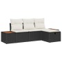 Conjunto de sofá de jardín con cojín 4 pcs Negro Poliratán