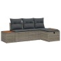 Conjunto de sofá de jardín con cojín 4 pcs Gris Poliratán