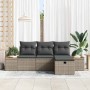 Conjunto de sofá de jardín con cojín 4 pcs Gris Poliratán