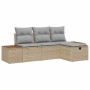 Conjunto de sofá de jardín con cojín 4 pcs Beige Poliratán
