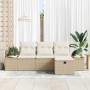 Conjunto de sofá de jardín con cojín 4 pcs Beige Poliratán