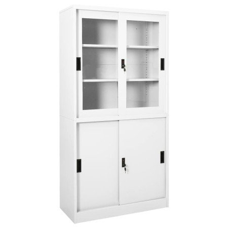 Armario de oficina puerta corredera acero blanco 90x40x180 cm en Taquillas y armarios de almacenamiento | Comprar online en Foro