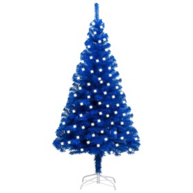 Árbol de Navidad artificial con LEDs y soporte PVC azul 120 cm