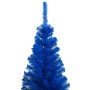 Árbol de Navidad preiluminado con luces y bolas azul 120 cm